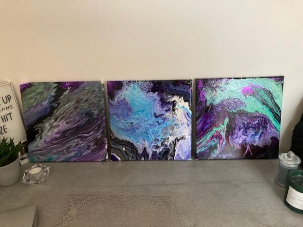 "Pouring Magic" 3 st 30*30 cm SÅLDA