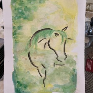 Horse #6, Hästserien. Akvarell (A4). Till Salu