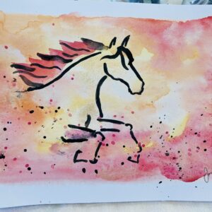 Horse #5, Hästserien. Akvarell (A5). Till Salu